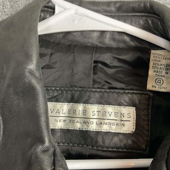Valerie Stevens Jacket Womens Size 4 Black Lambskin Leather Refined Elegant - Picture 3 of 12
